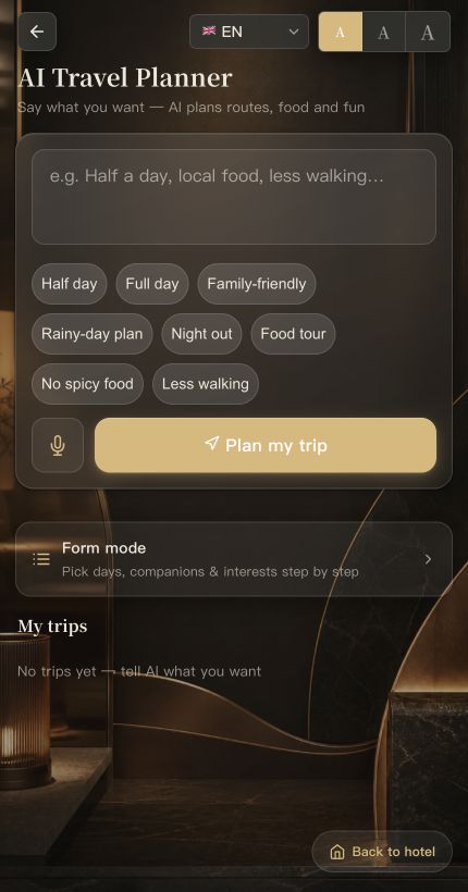 英文版 AI 旅游规划